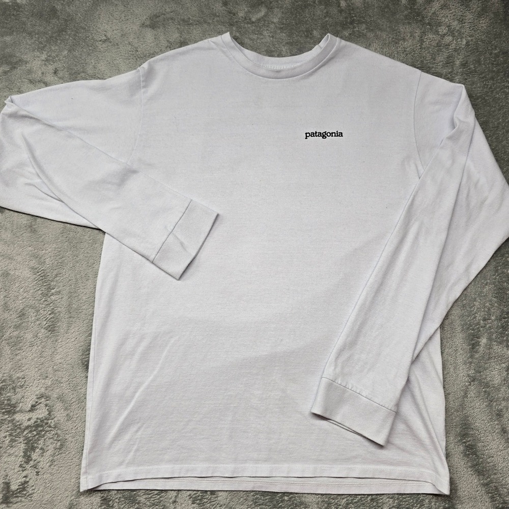 Patagonia Responsibili-Tee Long Sleeve Shirt Mens Medium White P-6 Logo 38514
